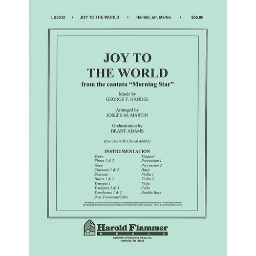 Joy To The World From Morningstar Orch Book