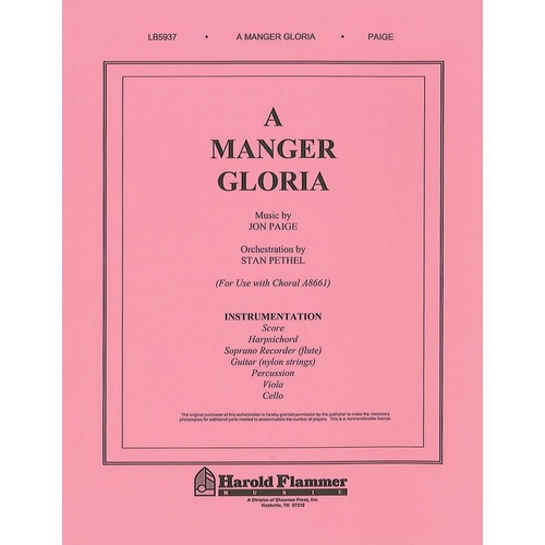 Manger Gloria Orch Score And Parts Book