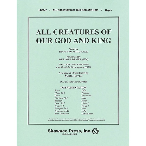All Creatures Of Our God And King Full Orchestra Book