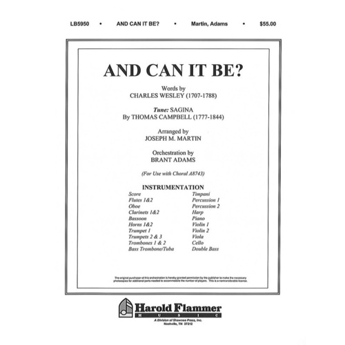 And Can It Be Full Orchestra Book
