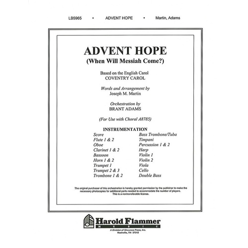 Advent Hope When Will Messiah Come? Orchestratio Book