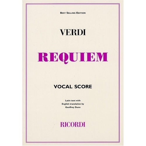 Verdi Requiem Vocal Score by Ricordi