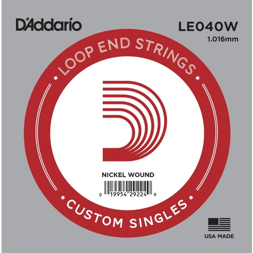 D'Addario LE040W Nickel Wound Loop End Single String, .040