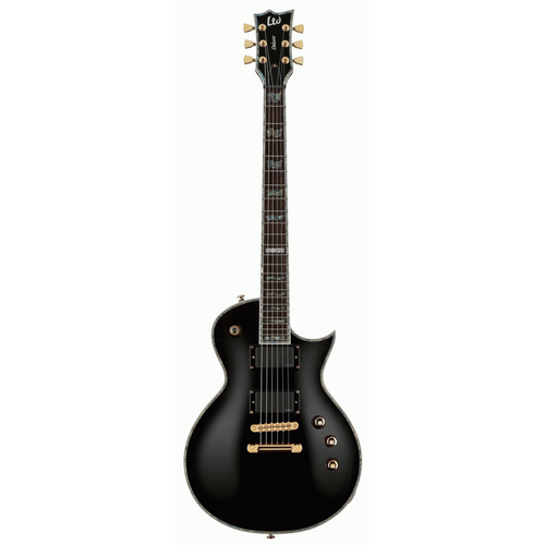 LTD EC-1000 Deluxe Black Electric Guitar with EMG Pickups and Mahogany Body