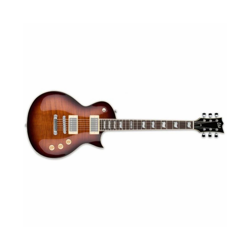 LTD EC-256FM Flame Top Dark Brown Electric Guitar with Mahogany Body and ESP Designed LH-150 Pickups