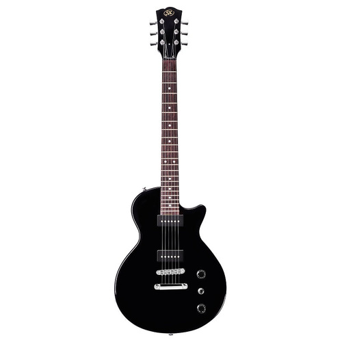 SX LPJR Electric Guitar - Solid Basswood Body, Maple Neck, Rosewood Fingerboard, P90 Pickups, Chrome Hardware, Black Finish
