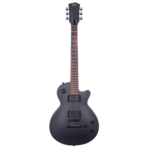 SX LP Style Electric Guitar with Set Neck, Black Finish, 2 Humbucker Pickups, Rosewood Fingerboard, 22 Frets, Includes Guitar Guide