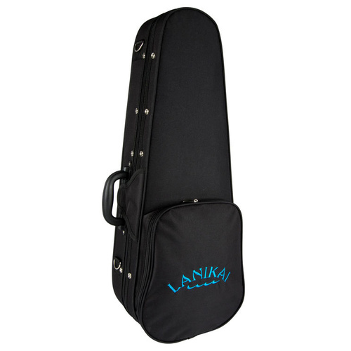 Lanikai Polyfoam Concert Ukulele Case - Black Nylon/Foam, Adjustable Straps, Large Storage, Durable, Lightweight, Protective Design