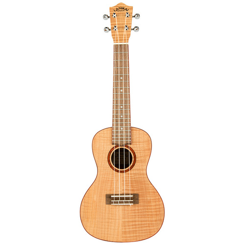 Lanikai Flamed Maple Series Concert Ukulele with Padded Gig Bag, Natural Satin Finish