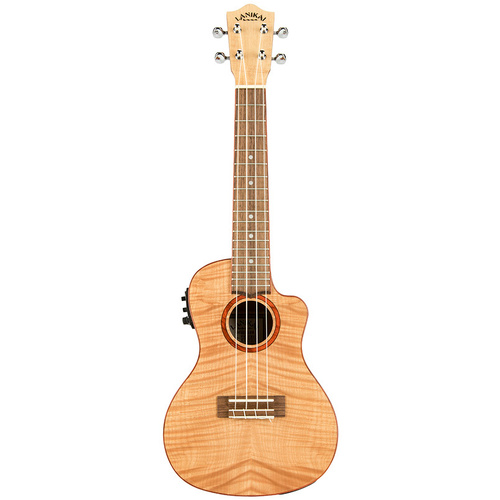 Lanikai Flamed Maple Concert AC/EL Ukulele with Kula Preamp and Gig Bag
