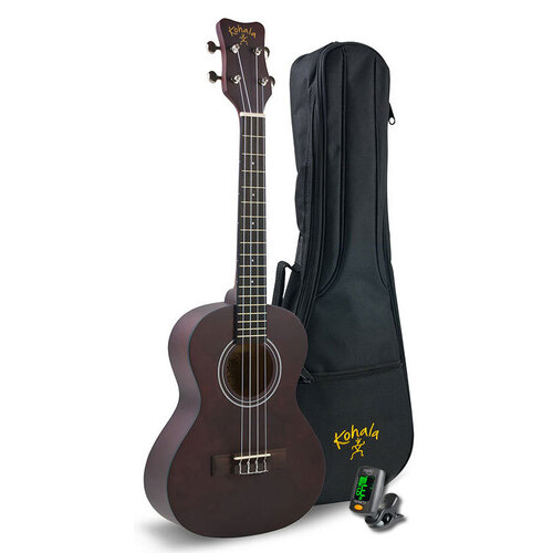Kohala Tenor Ukulele Player's Pack with Clip-on Tuner and Padded Carry Bag in Natural Satin Finish