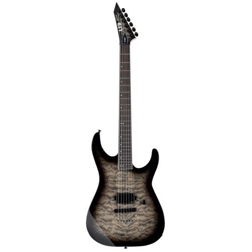 LTD M-1001NT Electric Guitar in Charcoal Burst with Quilted Maple Top and Macassar Ebony Fingerboard
