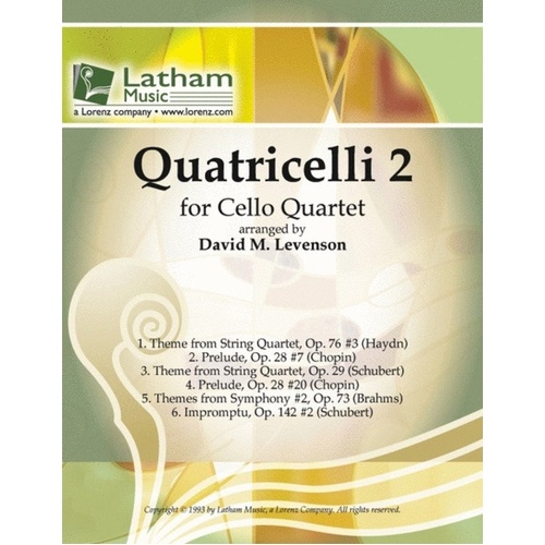 Quatricelli Vol 2 for Cello Quartet Arranged by Levenson SC/PTS