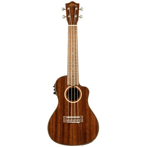 Lanikai Solid Mahogany Concert AC/EL Ukulele with Gloss Finish and Foam Case