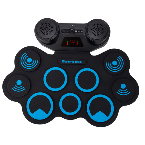 Lorden LMD-668 Electronic Drum Pad Kit with 9 Pads, Bluetooth, Rechargeable Battery, USB MIDI, 2 Foot Pedals, and Built-In Speakers