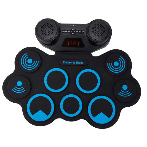 Lorden LMD-668 Electronic Drum Pad with 9 Pads, 2 Pedals, Bluetooth, Rechargeable Battery, USB MIDI, and Built-In Speakers