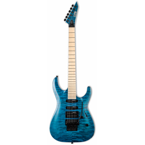 LTD MH-203QM STB Electric Guitar with Quilted Maple Top in See Thru Blue Finish