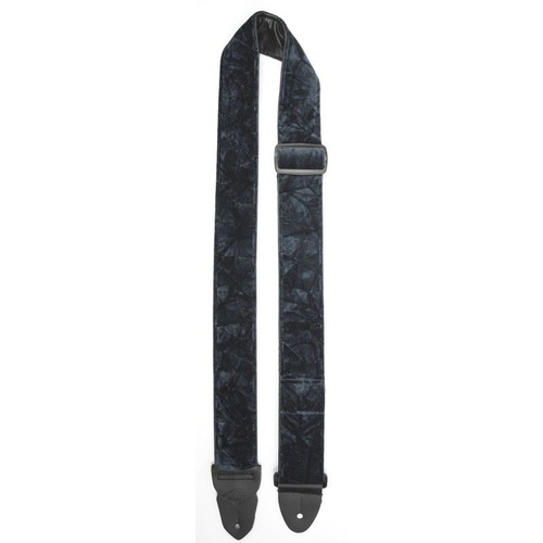 Guitar Strap - 2 Inch Black Crushed Velvet Vinyl Backed LM
