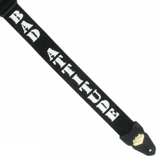 LM - 2 Inch Poly Guitar Strap, Black With White 'Bad Attitude' Design *NEW*