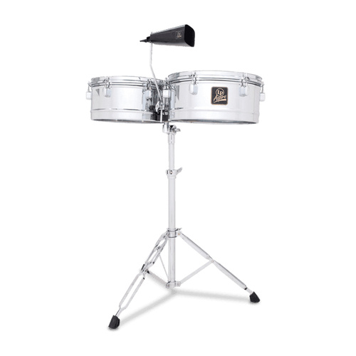 LP Aspire Series 13" & 14" Timbale Set with Stand, Cowbell, Sticks, and Drum Key