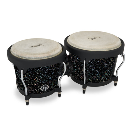 LP Aspire Santana Black Magic Bongo Set with Natural Rawhide Heads and EZ Curve Rims