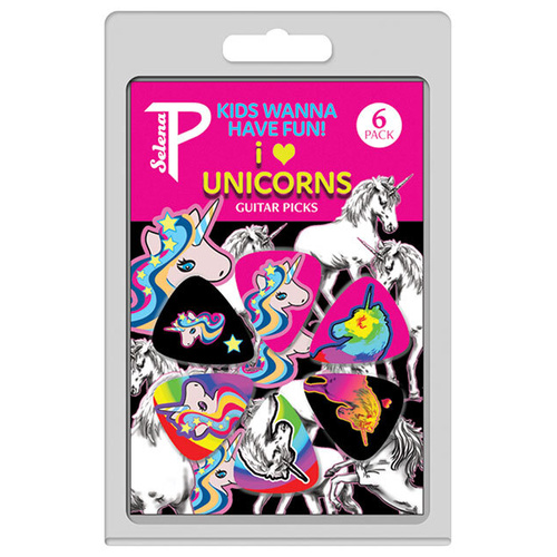 Perris 6-Pack Kids Wanna Have Fun Unicorns Collection Celluloid Guitar Picks