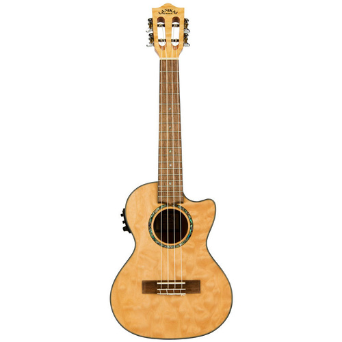 Lanikai Quilted Maple Tenor AC/EL Ukulele with Fishman Preamp and Case, Natural Gloss Finish