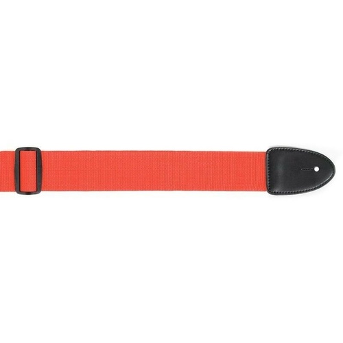 Red Guitar Strap Standard XTR 2 Inch Poly Web Material, Leather Ends