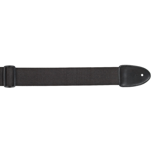 Black Guitar Strap XTR 2 Inch Cotton Web Material Stiched Leather Ends