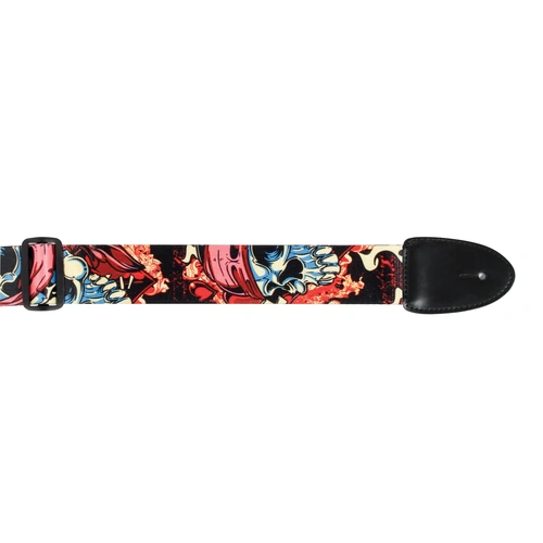 XTR 2 Inch Guitar Strap with Poly Leather Ends - Pirate Skull Design