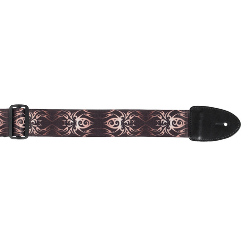 Guitar Strap Brown Tribal Design XTR 2 Inch Poly Material, Leather Ends