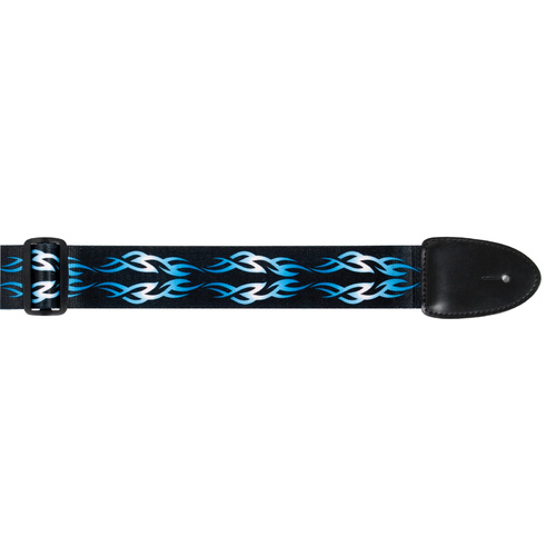 XTR Guitar Strap Blue Tribal Design 2 Inch Poly Material, Leather Ends