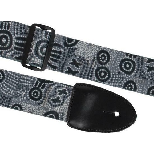XTR Guitar Strap Dot Art Design 2 Inch Poly Cotton, Leather Ends