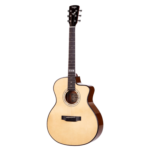 Saga LS1CE Solid Folk Cutaway Acoustic-Electric Guitar with Fishman Pickup - Natural Finish