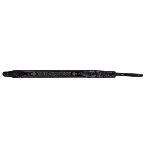 XTR 2.5 Inch Leather Guitar Strap - Black Fleur-de-lis Embossed