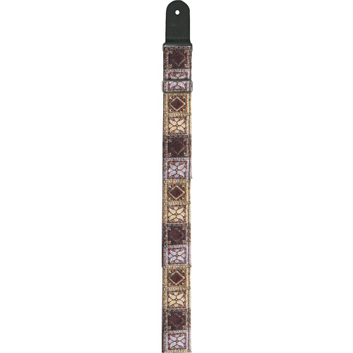 Guitar Strap - XTR 2 Inch Black Deluxe Poly Cotton Vintage Sepia Diamond