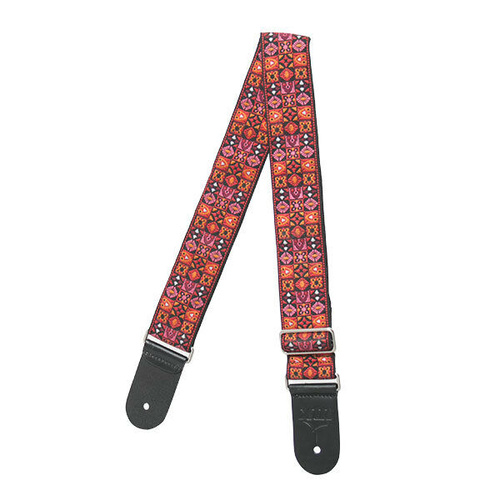 Guitar Strap - XTR 2 Inch Black Deluxe Poly Cotton Vintage 60's Red
