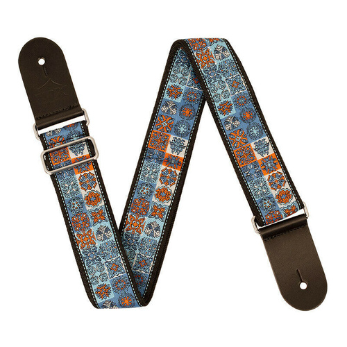 Guitar Strap - XTR 2 Inch Black Deluxe Poly Cotton Vintage Light Blue