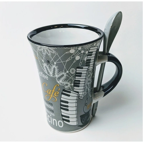 Cappuccino Mug with Spoon - Piano Grey