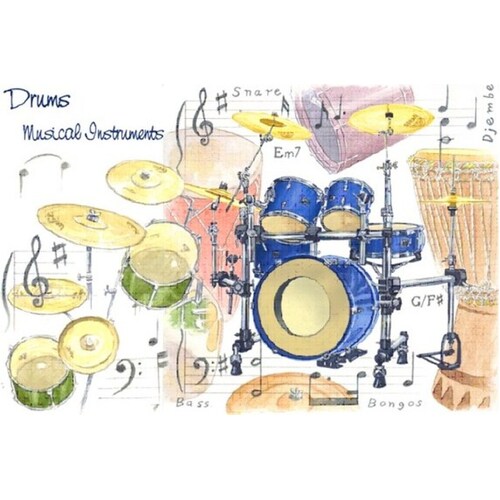 Greetings Card - Drums Design (Card Only)