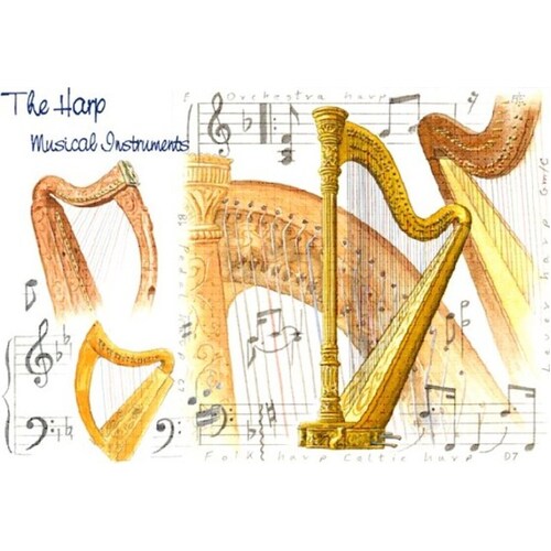 Greetings Card - Harp Design (Card Only)
