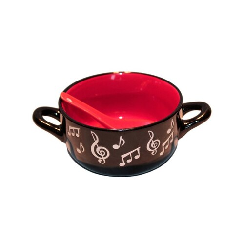 Music Note Bowl With Spoon Red