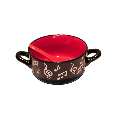 Red Music Note Bowl with Spoon by Little Snoring Ltd.