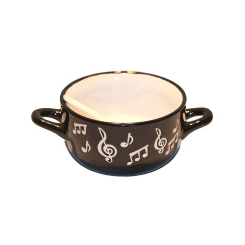 Music Note Bowl With Spoon White