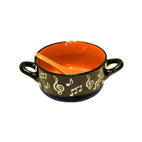 Music Note Bowl With Spoon Orange