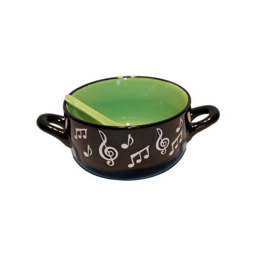 Music Note Bowl With Spoon Green