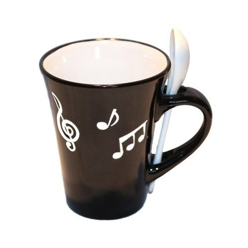Music Note Mug With Spoon White 