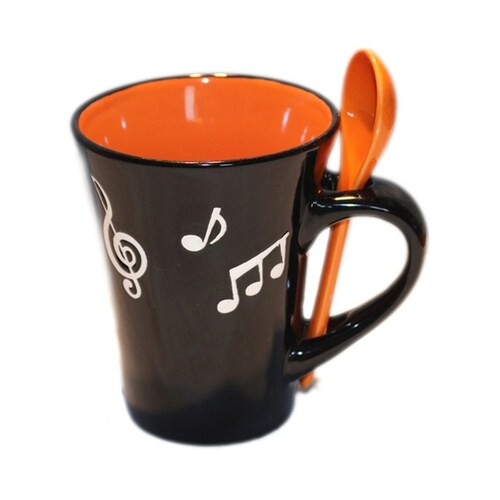 MUSIC NOTE MUG WITH SPOON ORANGE