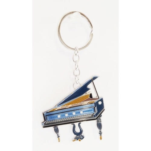 Grand Piano Keyring with Blue Finish and 5 Decorative Crystals