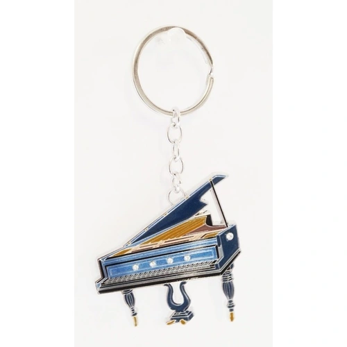 Grand Piano Keyring with Blue Finish and 5 Decorative Crystals